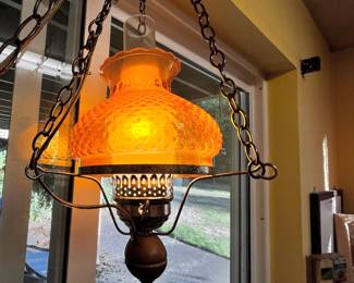 Hobnail Amber Glass Pendant Light