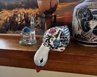 Painted Ceramic Bird Figurine