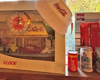 1980s CocaCola 50's Drive-in Diner Wall Clock, 1994 Soda Sweet Hearts Calendars