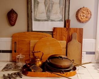 Solid Copper Pots and Hanging Rack