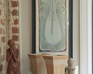 Pair Greek Key Vases