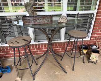 Amazing hand forged iron table and barstools 