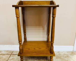 Vintage Wooden Telephone Table / Two-Tier Side Table
Charming vintage wooden table featuring a classic two-tier design — perfect for use as a telephone stand, accent table, or side table. Sturdy construction with warm wood tones adds a touch of nostalgia and elegance to any room.