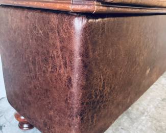Vintage Cedar Chest / Leather-Top Bench – Large size, solid wood, cedar-lined interior.