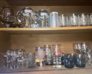 Glasses, Coca cola glasses, pepsi cola glasses, M&Ms glasses, etc.