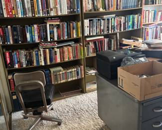 Books, books, and more books! Novels, paperbacks, hardcovers, how to books, cookbooks, history books, school books, and even the bookshelves are for sale!