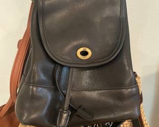 vintage coach leather backpack purse 