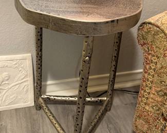 Metal punctured off round side table 16 x 26