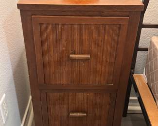 2 drawer side chest with bamboo accents 17 wide x 12 3/4 deep x 32 high