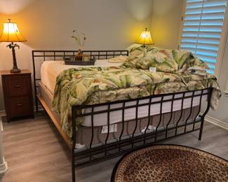 Metal King Bed frame with Serta mattress & box springs