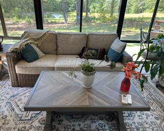 5 piece Ashley Beachcroft set 18months old, sofa, 2 swivel rockers, coffee table and side table. 