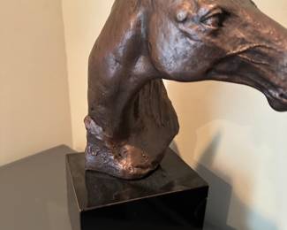 brass horses head sculpture