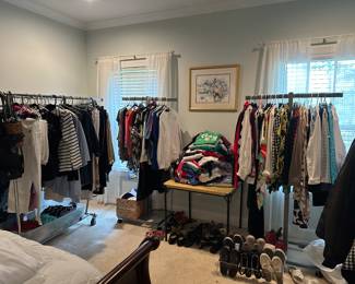 men & woman's clothing, shoes, hats, purses