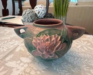 Vintage Roseville Water Lily Vase with Handles-#4374-Circa 1940's