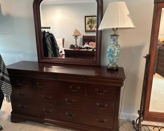 Hooker mirrored dresser cherry wood