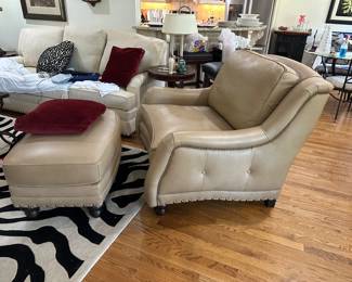 American heritage Sundance leather chair and Ottoman. putchased 2024 at Furniture connection in Aiken.