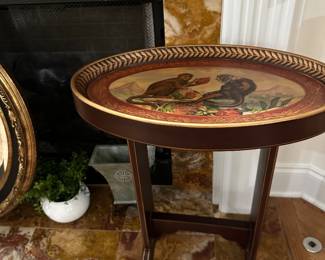 Ethan Allen  Vintage Painted Capuchin Monkey Table