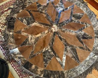 cow hide tree skirt with zipper