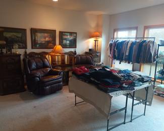 Lounge chairs, art and more clothing