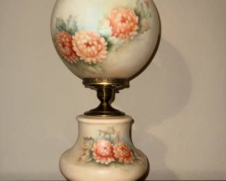 Large Hurricane lamp, Hand painted (electric)