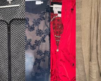 Quality clothing, slacks, shirts, jackets and dress's.  One winter coat RED