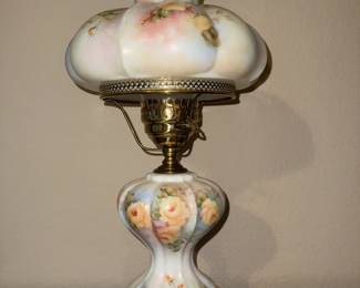 Hand painted Large Hurricane lamp (electric)