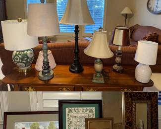 Many lamps, Nice art and a variety of mirrors