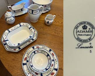Adams made in England "Lancaster" pattern with serving pieces.  Complete set of 12 salad and dinner plates 10 bowls