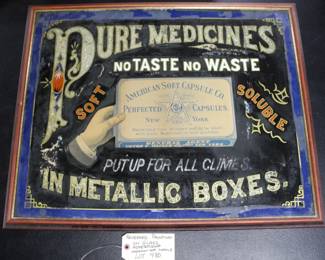 Antique Reverse Painted on Glass Advertising - Medical