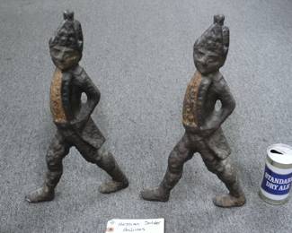 Cast Iron Hessian Andirons - Early