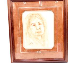 Framed Portrait of Woman by E. Ozawa (1996) – Original Signed Work