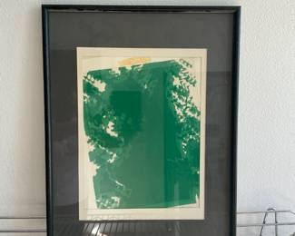 Framed Abstract Green Composition, Signed