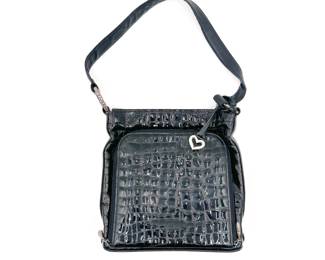 Brighton Black Croco Patent Leather Crossbody Shoulder Bag