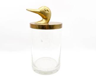 Regency-Style Brass & Glass Duck Canister