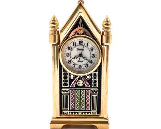 Vintage Xanadu Mini Brass Cathedral-Style Quartz Clock