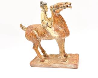 Tang Dynasty Style Painted Pottery Equestrian Figure
