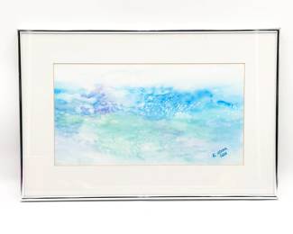 E. Ozawa Original Watercolor – Abstract Waterscape (2000)