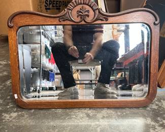 Early 20th-Century Oak Wall Mirror