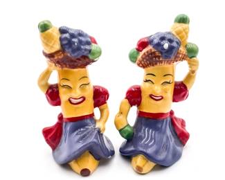 Clay Art "Carmen Miranda" Style Banana Salt & Pepper Shakers