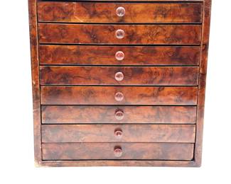Burr Walnut Tabletop Collector’s Chest