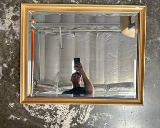 Rectangular Wall Mirror w/ Decorative Gold-Toned Frame