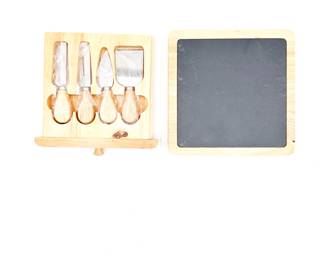 Servappetit Slate & Wood Cheese Board Set w/ Utensils