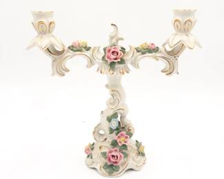 Sandizell German Porcelain Floral Candelabra