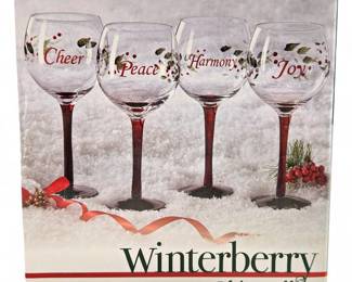 Winterberry by Pfaltzgraff Sentiments Wine Glasses, Set of 4