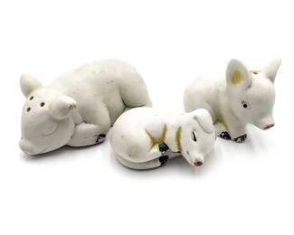 Set of 3 Sleeping Pig Salt & Pepper Shakers