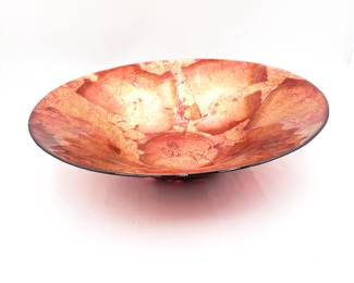 Large Burnt Umber & Gold Decorative Glass Bowl