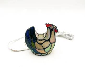 Tiffany-Style Stained Glass Chicken Lamp