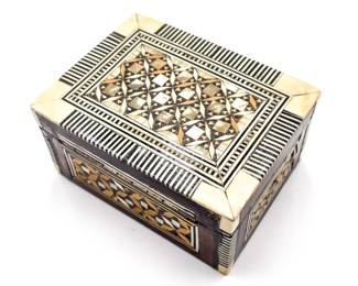 Vintage Egyptian Wooden Jewelry Box w/ Mother-of-Pearl Inlay