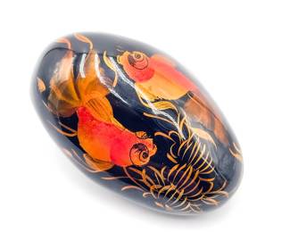 Black Lacquered Koi Fish Paperweight