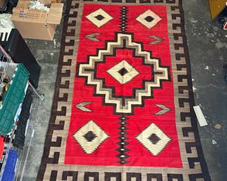 Vintage Navajo Rug – Geometric Red Pattern